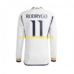 Camisola Real Madrid Rodrygo Goes 11 Homem Equipamento Primeiro 2023-2024 Manga Comprida